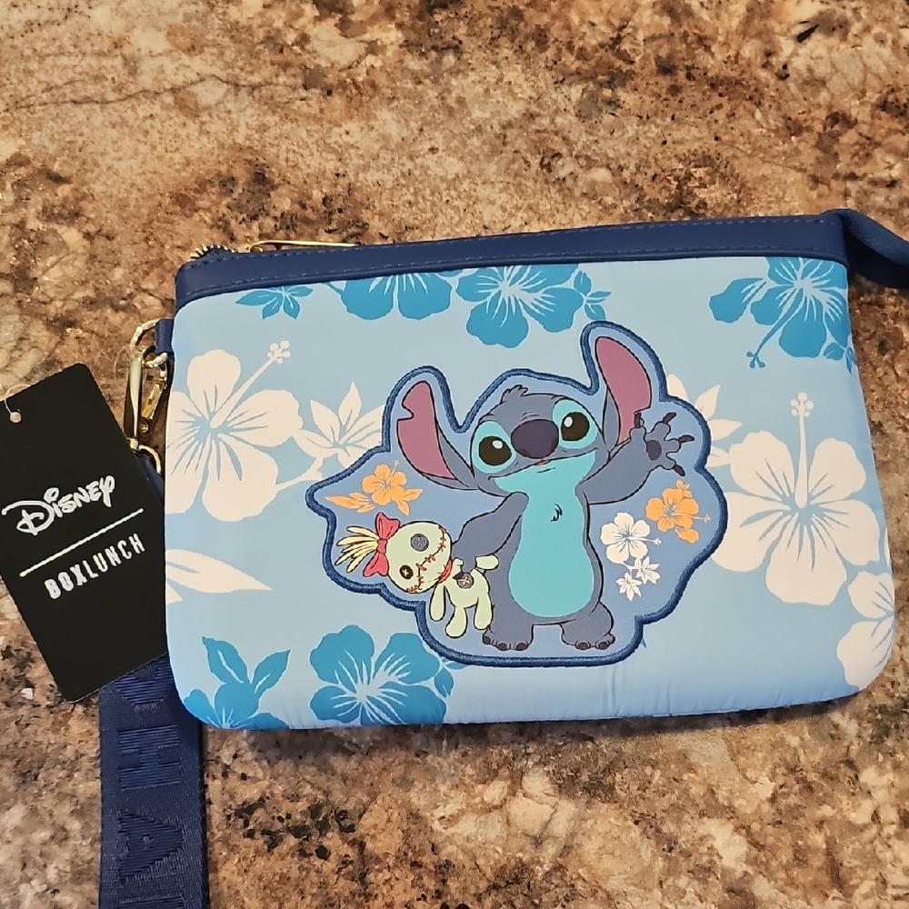 Disney Blue Stitch Hibiscus Wristlet Pouch